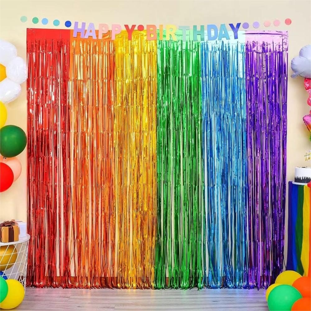 Tinsel Garland Decoration - Party-Hintergrund Fransen-Lametta-Vorhang für Erwachsene und Kinder,