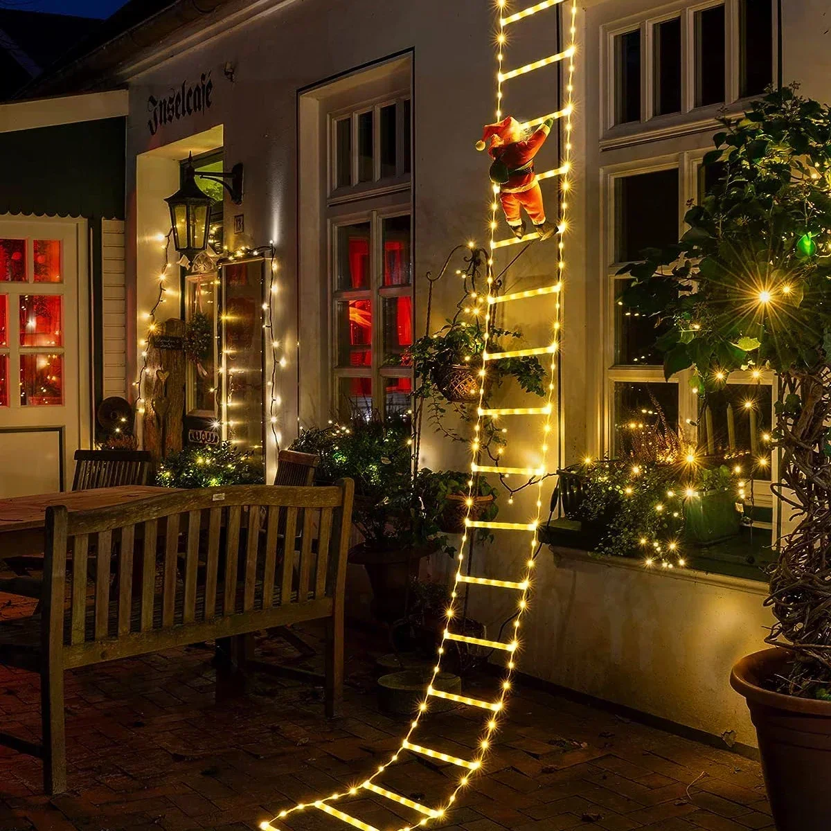 Christmas Lights Outdoor - LED-Leiter Licht für Weihnachts mann nach