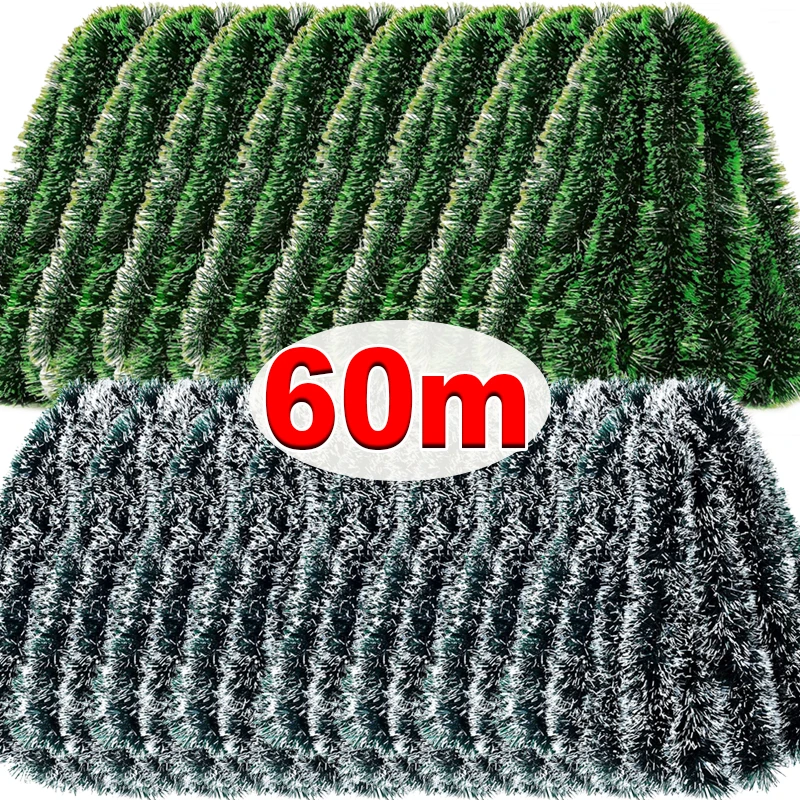 Tinsel Garland Decoration - 60/4 m Weihnachten Lametta Bänder Girlande