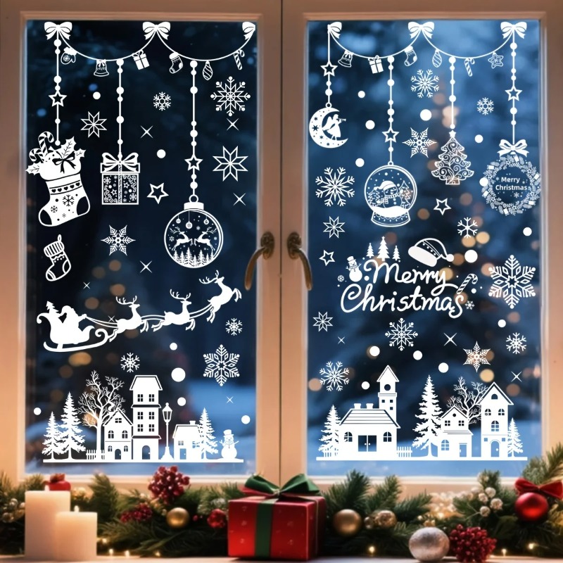 Snowflake Window Decal - 196 Stück/9 Blätter Weihnachts-Fensteraufkleber, rückstandsfreie Fensterdekorationen,