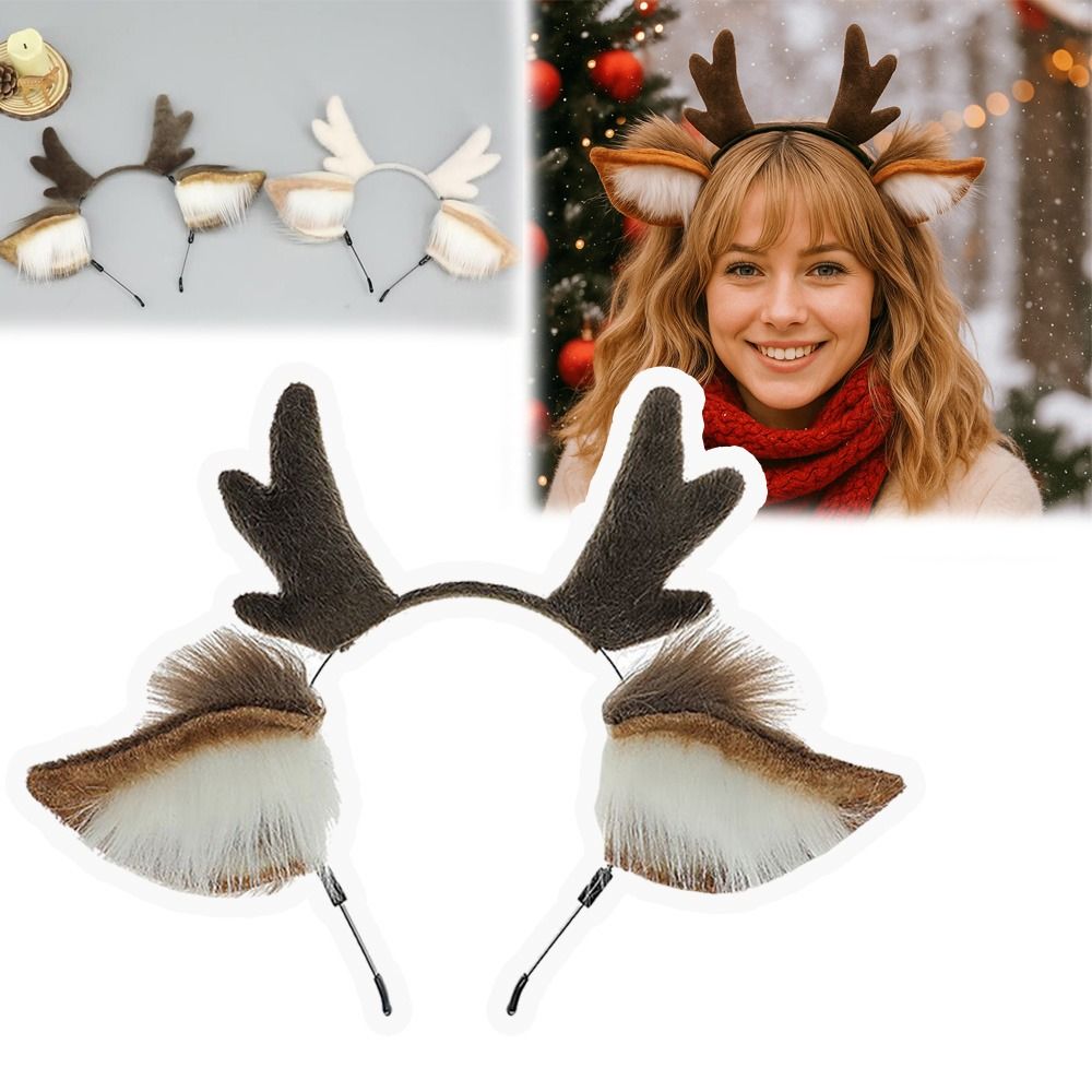 Reindeer Antlers Headband - Unisex Hirschohren-Rentiergeweih-Stirnband, Niedliches Party-Kopfschmuck, Kopfreif, Festival-Dekorationen,