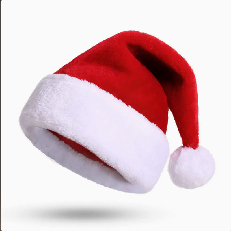 Santa Hat Plush - Weihnachtsmannmütze, lange Plüsch-Feiertagsmütze in Rot für
