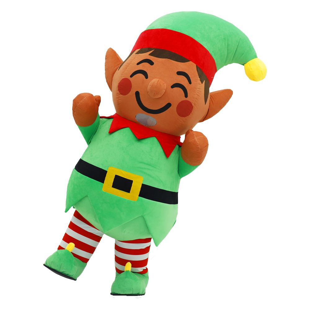 Elf Costume Christmas - Aufblasbares Weihnachtselfen-Plüschkostüm, Maskottchen, Parade, Erwachsener Charakter,