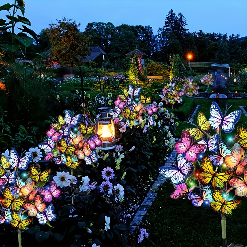 Christmas Lights Outdoor - Solar-LED-Schmetterlings-Gartenleuchten, wasserdicht, bunt, für den Außenbereich,