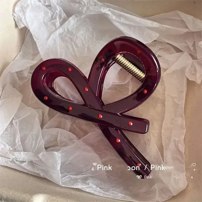Ribbon Bow Gift - 2 Stück Vintage Rote Gepunktete Schleifen-Haarspangen