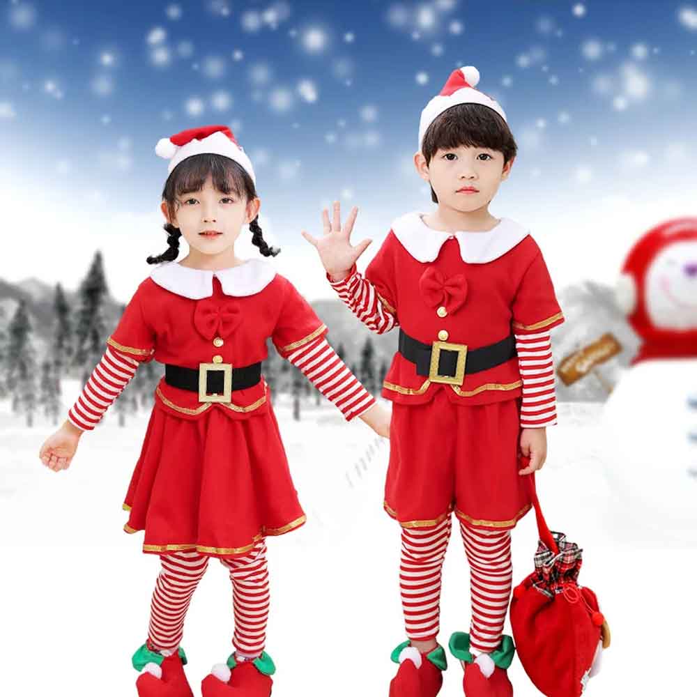 Elf Costume Christmas - Weihnachtselfenset für Kinder – Weihnachtsparty-Kostüm für