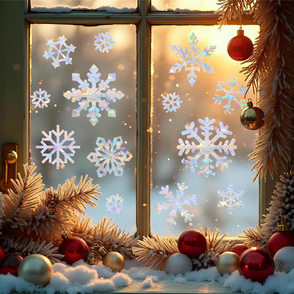 Snowflake Window Decal - Schneeflocken Elektrostatische Bunte Wandaufkleber Fenster Weihnachtsdekoration
