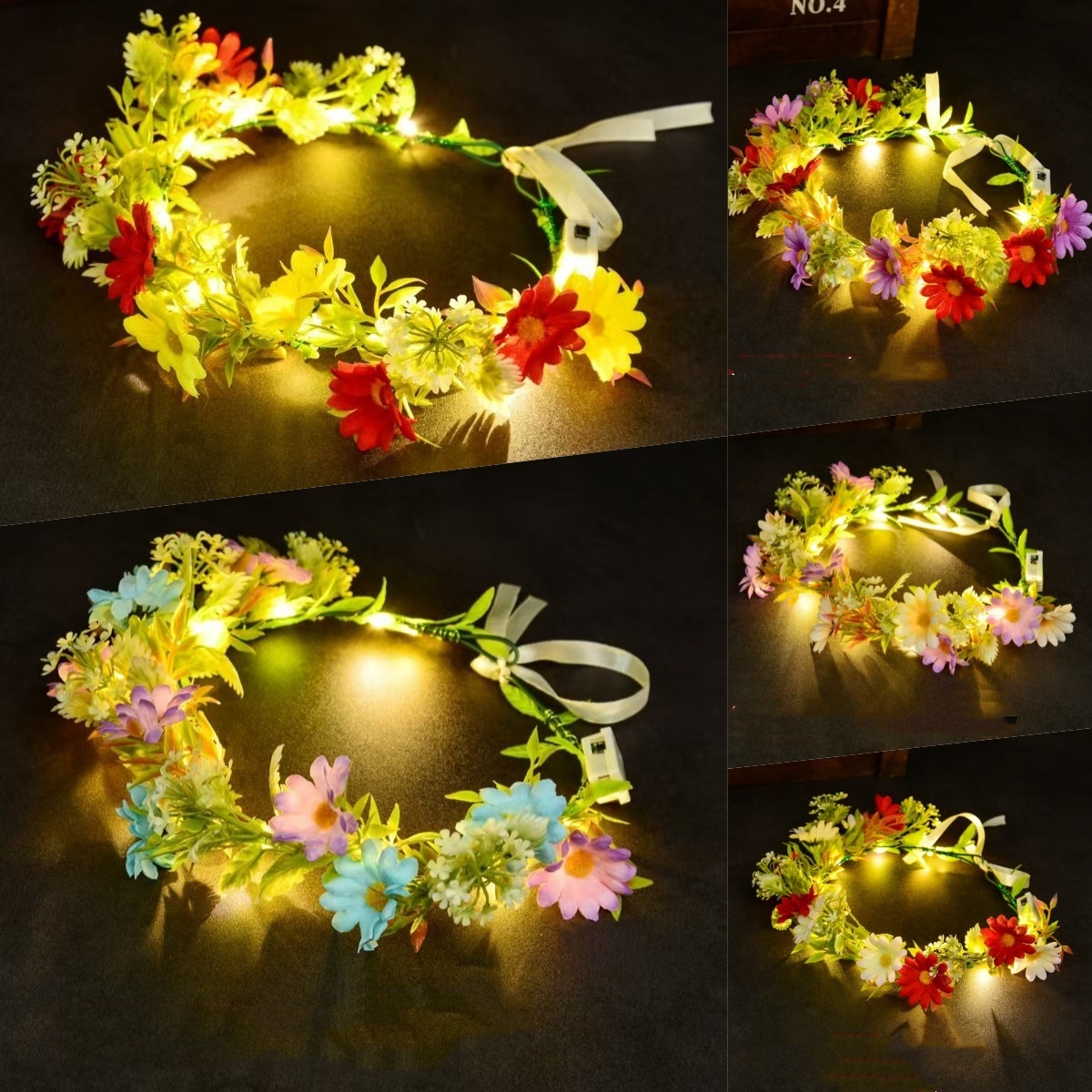 Led Fairy String Lights - Leuchtender Blumenkranz LED-Blumenkrone Leuchtende Haargirlande Feen-Tiara