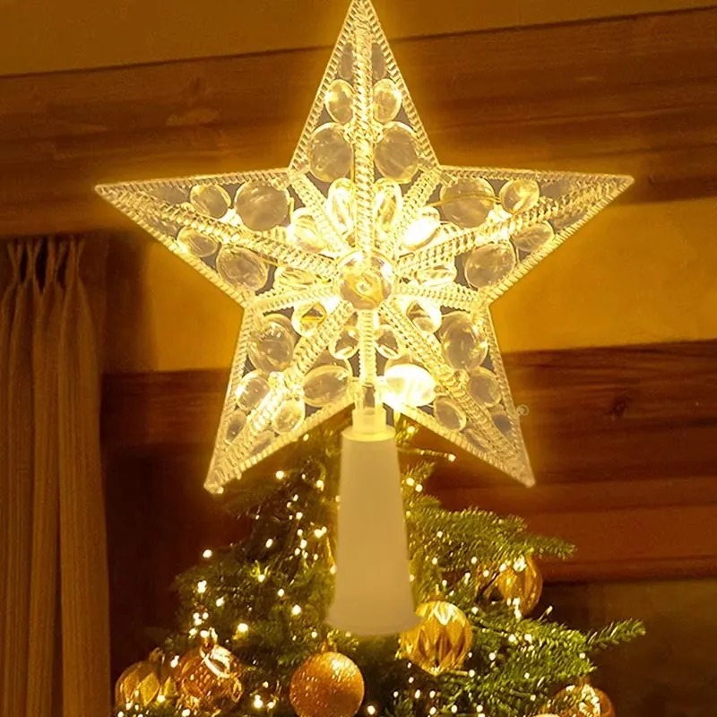 Star Tree Topper - Leuchtender Weihnachtsbaumspitze, 15 cm, Weihnachtsbaum, transparenter