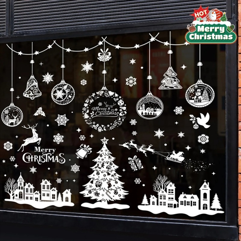 Snowflake Window Decal - 9 Blätter, 243 Stück, wiederverwendbare statisch