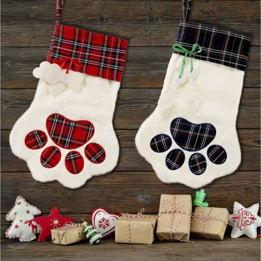Christmas Stocking Hanging - Weihnachtssocken, Neujahrsdekorationen, Büffelkaro, Haustierstrümpfe für Katzen