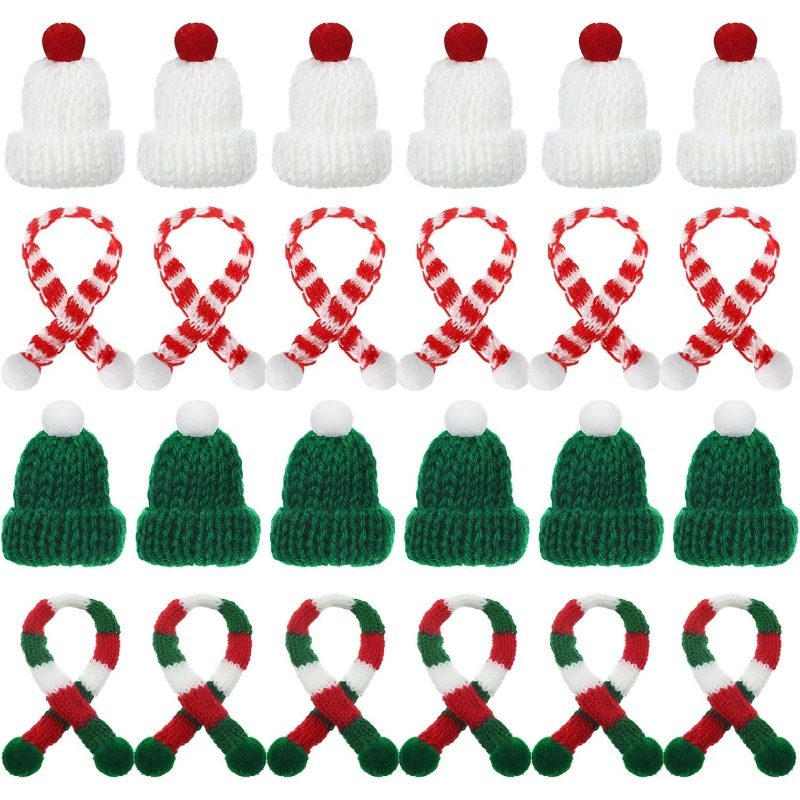 Santa Hat Plush - 5/10Pcs Weihnachten Dekoration Mini Gestrickte Hut