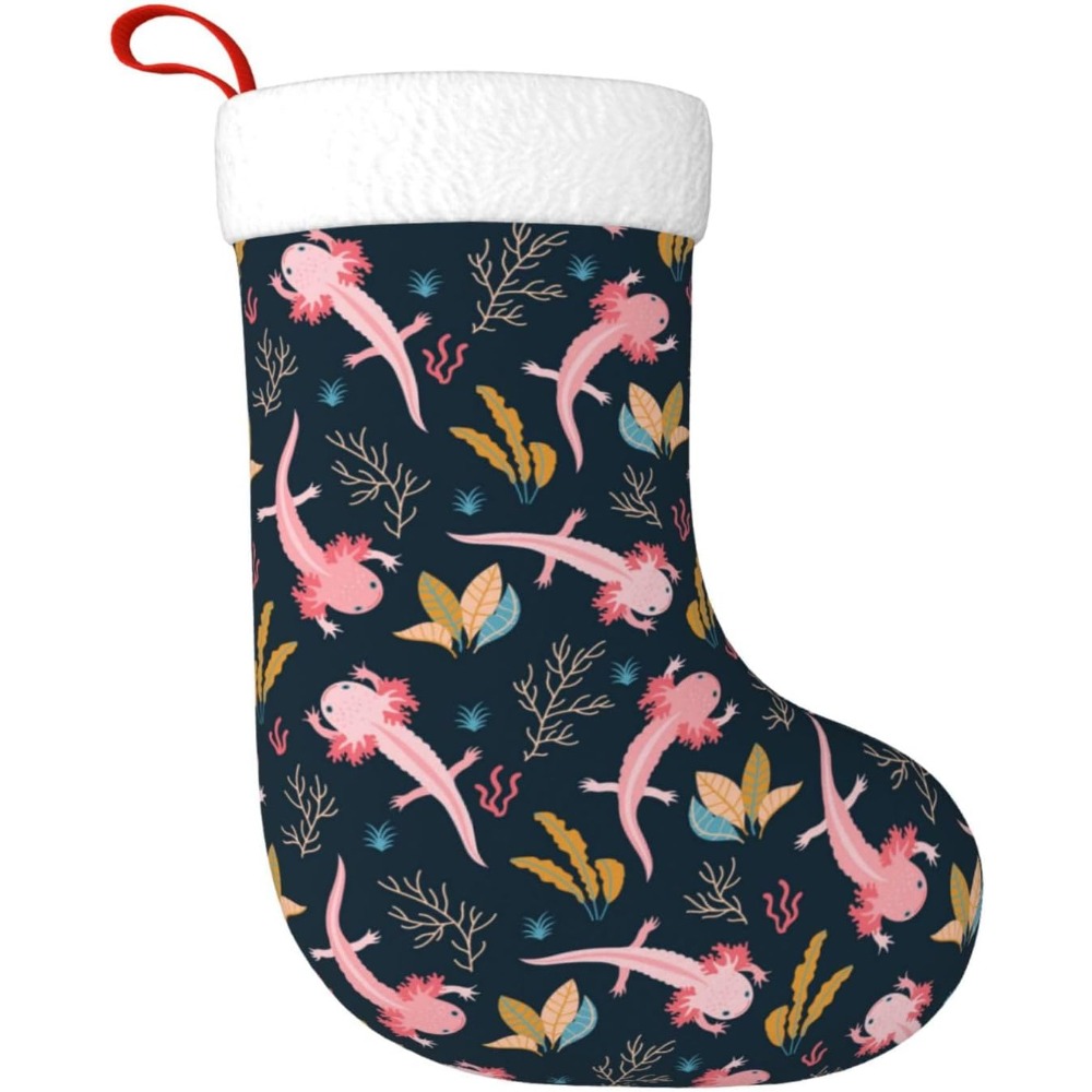 Christmas Stocking Hanging - Niedliche Axolotl-Weihnachtsstrümpfe, hängende Dekoration, Strümpfe, Weihnachtsstrümpfe