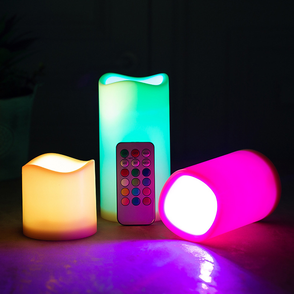 Holiday Candle Set - 3-teiliges Set LED Flammenlose Flackernde Kerzen,