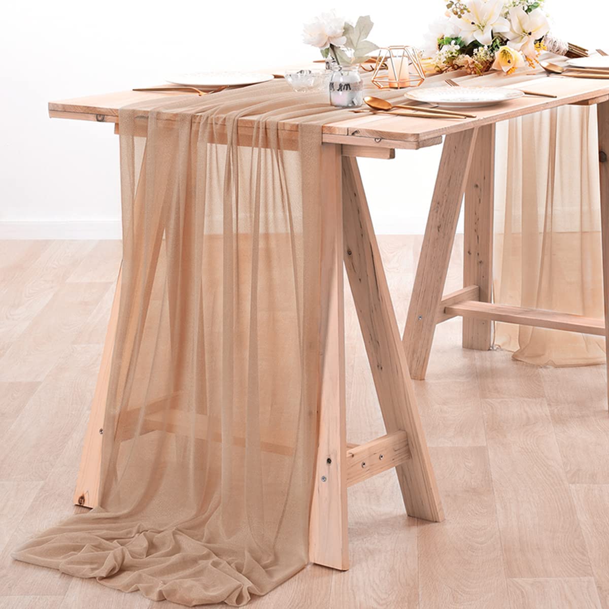 Christmas Table Runner - Chiffon-Tischläufer, nackt, transparenter Stoff, Seide, Hochzeitsbogen,