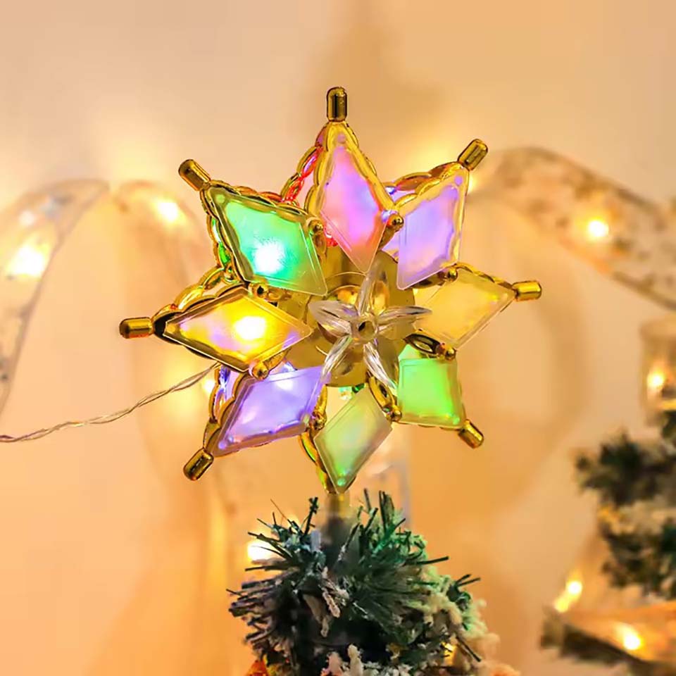 Star Tree Topper - Beleuchteter Stern-Baumspitzen-Dekor Weihnachts-LED-Lichterkette Anhänger Weihnachtsbeleuchtung für