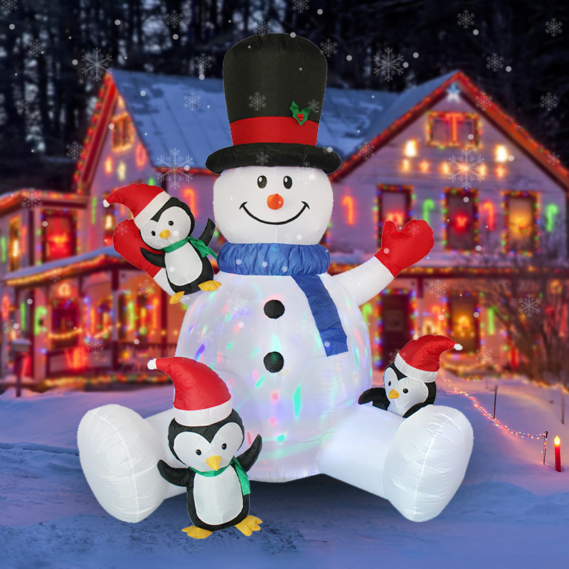 Christmas Lights Outdoor - Weihnachten aufblasbarer Schneemann Pinguin gestapelt Arhat