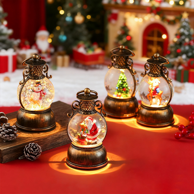 Snow Globe Musical - USB-betriebene Schneekugel-Musikbox im Vintage-Stil mit drehbarem