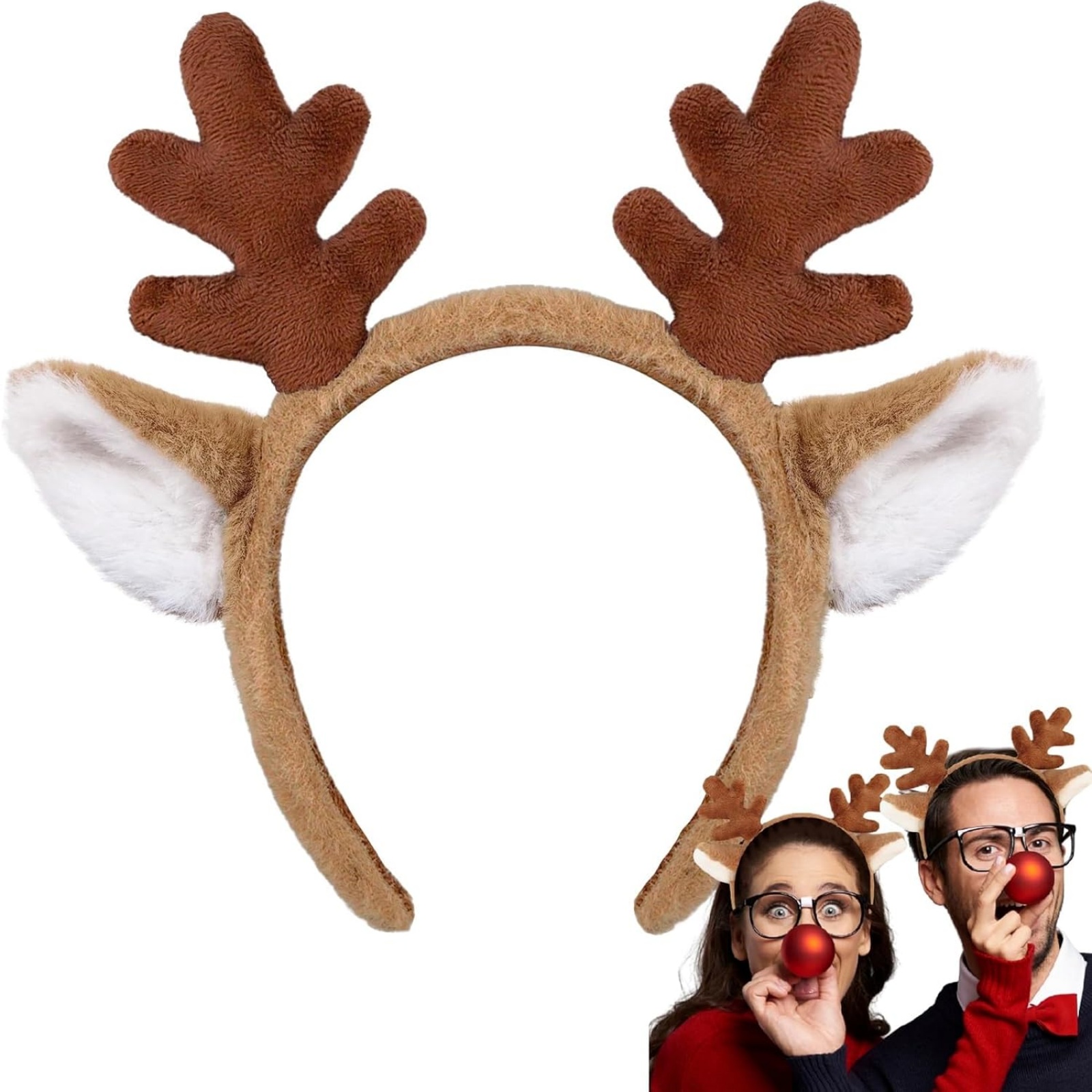 Reindeer Antlers Headband - 1 x Weihnachts-Stirnband mit Rentiergeweih –