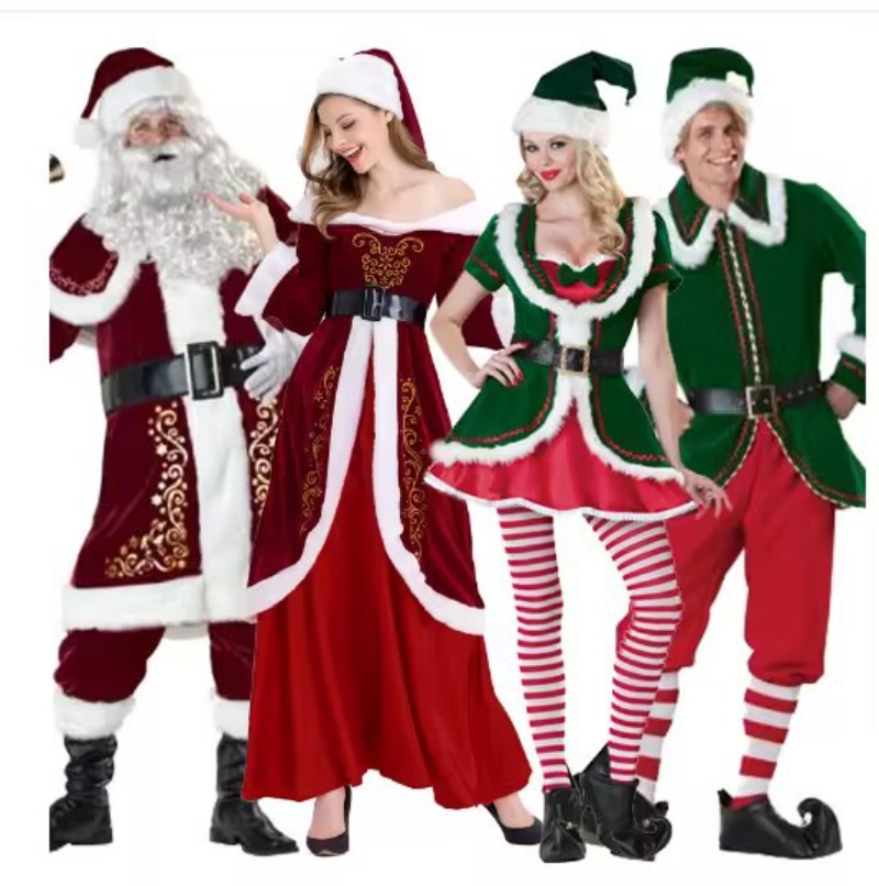 Elf Costume Christmas - Weihnachtsmann-Kostüm für Damen und Herren, Weihnachtself-Kleid,