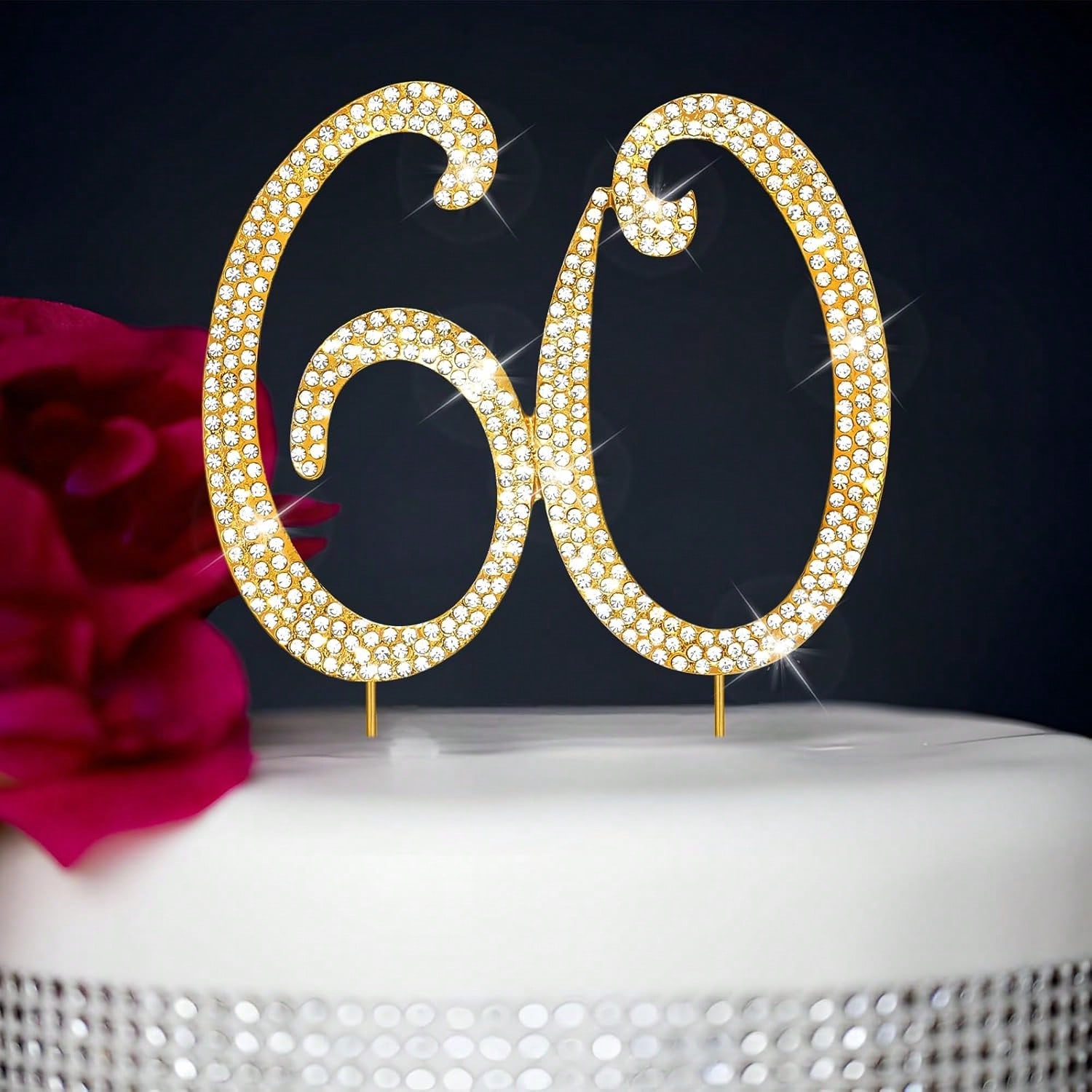 Holiday Candle Set - Großer goldener Strass-Zahlen-Kuchenaufsatz (1 Stück) –