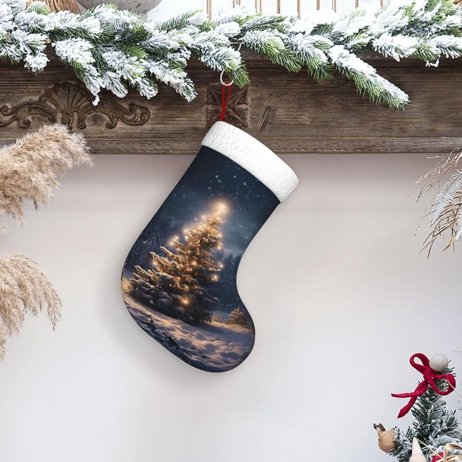 Christmas Stocking Hanging - Weihnachtsbaum-Schnee-Geschenkstrümpfe, 1 Stück, 17,7 Zoll, Weihnachtsstrümpfe
