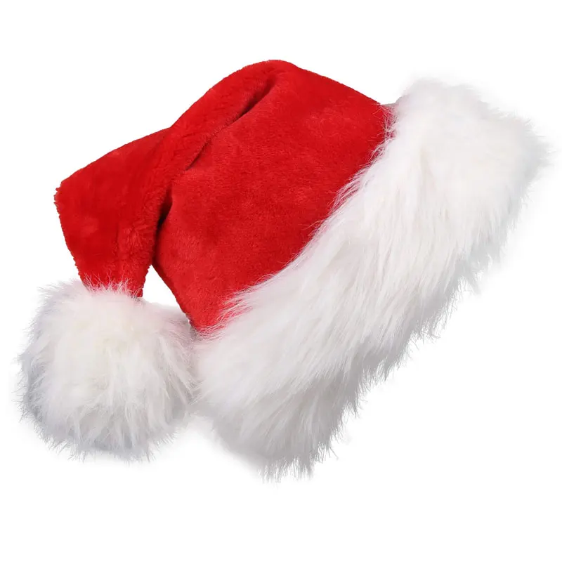 Santa Hat Plush - Weihnachtsmannmütze Xmas Lange Plüsch-Feiertagsmütze in Rot