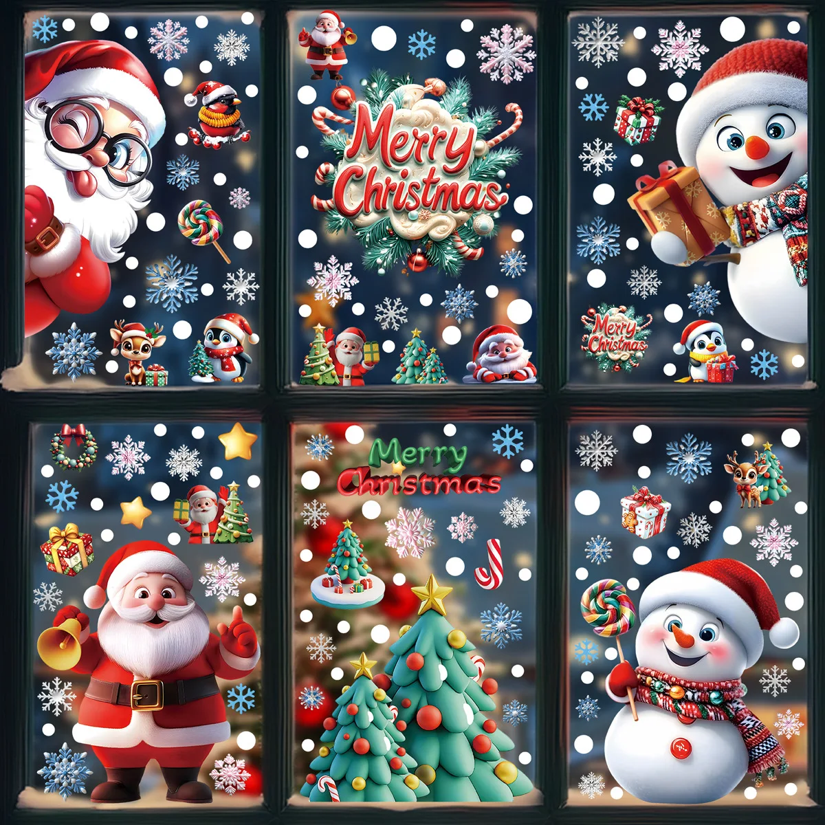 Snowflake Window Decal - Statische Fensteraufkleber für Weihnachten 2025, Lebkuchenmann,