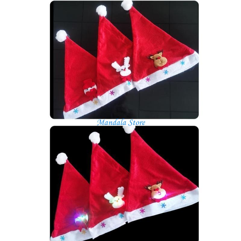 Santa Hat Plush - U2JC Weihnachtsmütze für Erwachsene, LED leuchtende