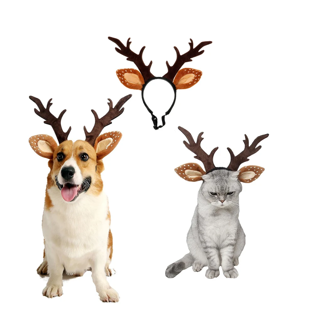 Reindeer Antlers Headband - Hunde Stirnbänder Hirsch Kostüm Hut Frohe