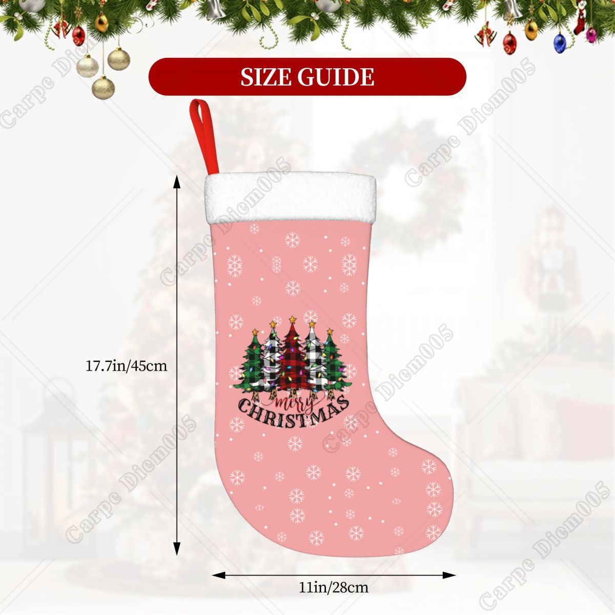 Rosa Schneeflocken-Weihnachtsb – Christmas Stocking Hanging Bewertung und Preis