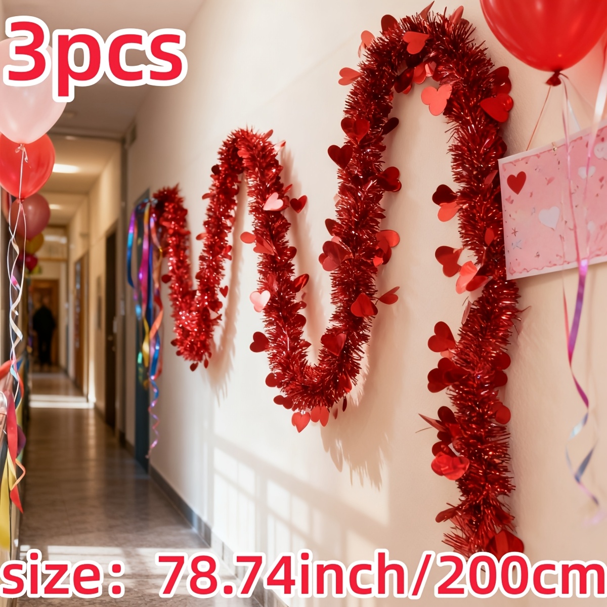 3 Stück rote Herz-Girlanden au – Tinsel Garland Decoration Bewertung und Preis