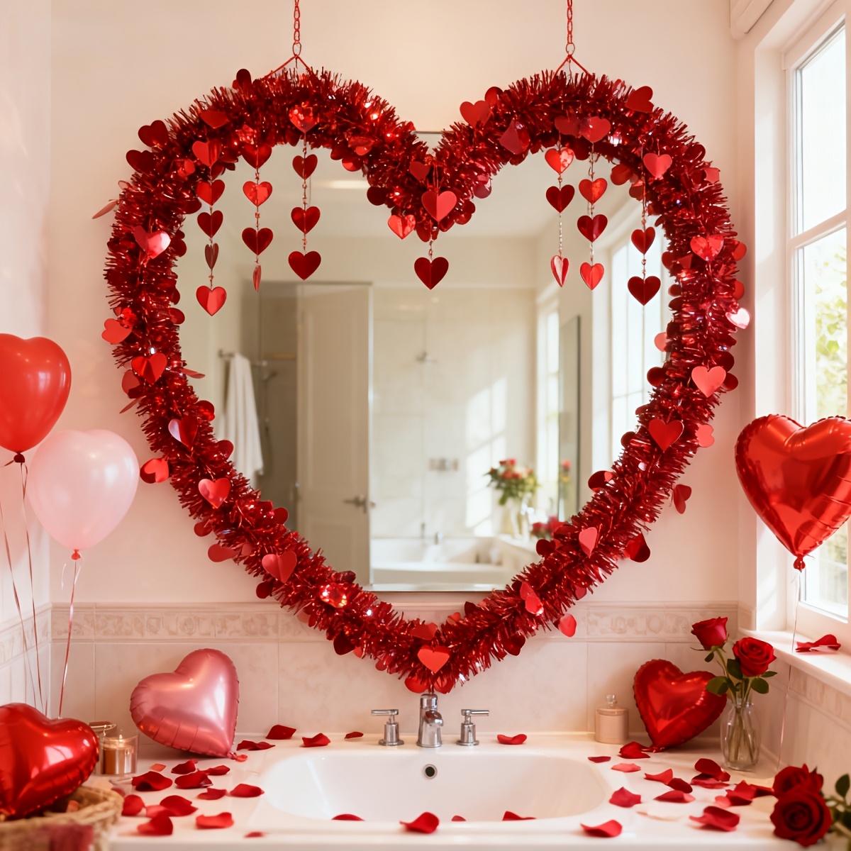 3 Stück rote Herz-Girlanden au – Tinsel Garland Decoration Bewertung und Preis