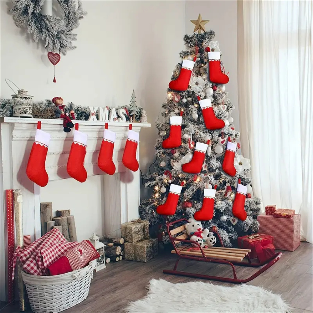 12 Stück rote Weihnachtsstrümp – Christmas Stocking Hanging Bewertung und Preis