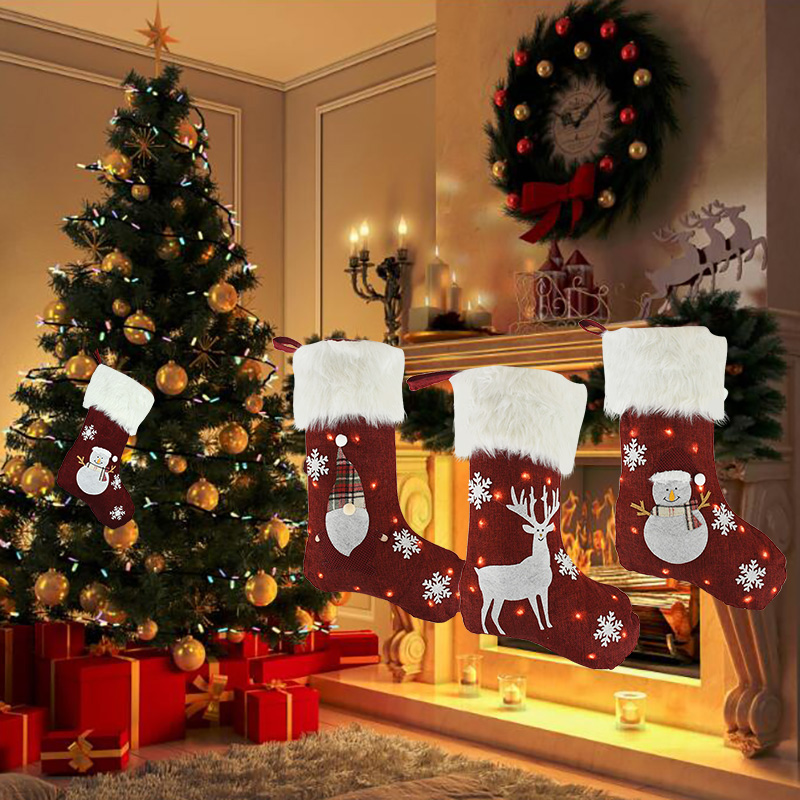 Weihnachten Socken Mit Led-leu – Christmas Stocking Hanging Bewertung und Preis