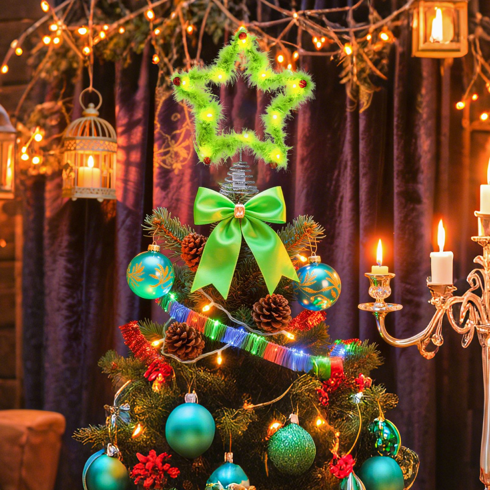 Weihnachten Fuzzy Grinch Stern – Star Tree Topper Bewertung und Preis