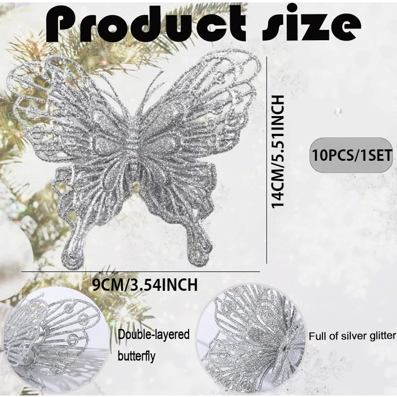 Silberne Glitzer-Schmetterling – Christmas Wreath Fake Bewertung und Preis